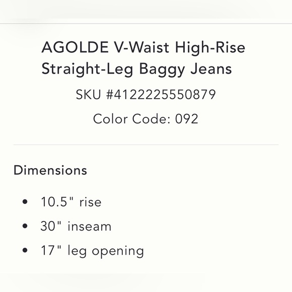 NEW AGOLDE 28 V-Waist High-Rise Straight Baggy Jeans Anthropologie
Faded Denim - Picture 5 of 15